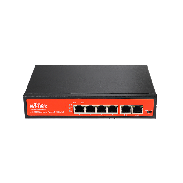 Wi-Tek Настольный Long Range PoE коммутатор WI-PS205 Switch 4PoE+